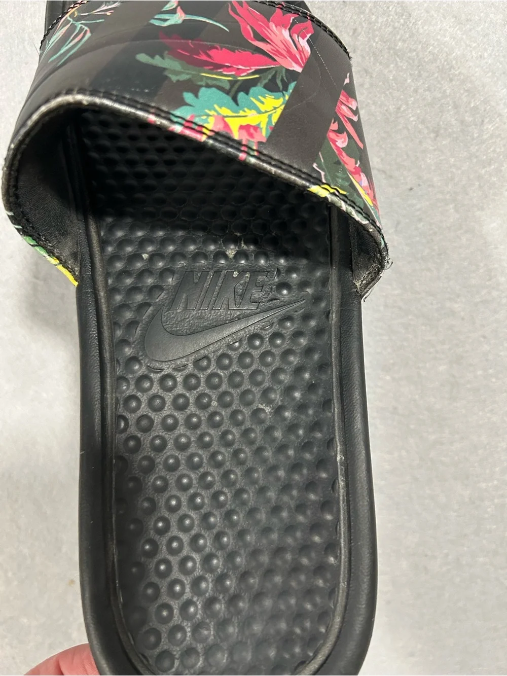Nike Benassi JDI Print Slide Black Tropical Floral Sandals Mens Size 7